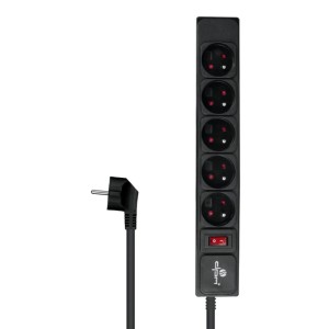 DPM Listwa ochronna z wyłącznikiem 5-gniazdowa 2P+Z czarna 3 m