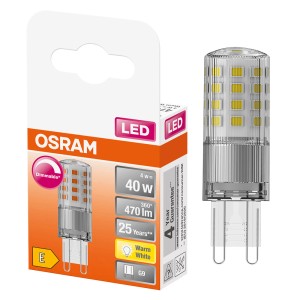 Żarówka LED G9 OSRAM, ciepła biel, 4W, ściemnialna.