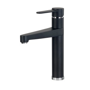 Czarna bateria kuchenna baliv KI-1210, jednouchwytowa bateria z wysoką wylewką i zakresem obrotu 360°.