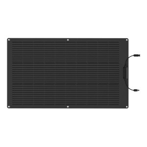 Elastyczny czarny panel słoneczny Ecoflow 100W z kablami i oczkami do fotowoltaiki.