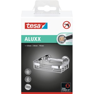 Tesa Aluxx mydelniczka, chromowane aluminium, do montażu na ścianie bez wiercenia.