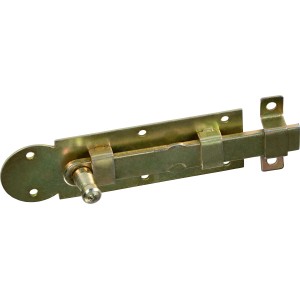 Żółty ocynkowany zasuwnica okienna z gałką, 100x30mm, do zabezpieczenia okien.