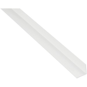 Biały kątownik równoramienny z tworzywa sztucznego, 10x10x2000 mm.
