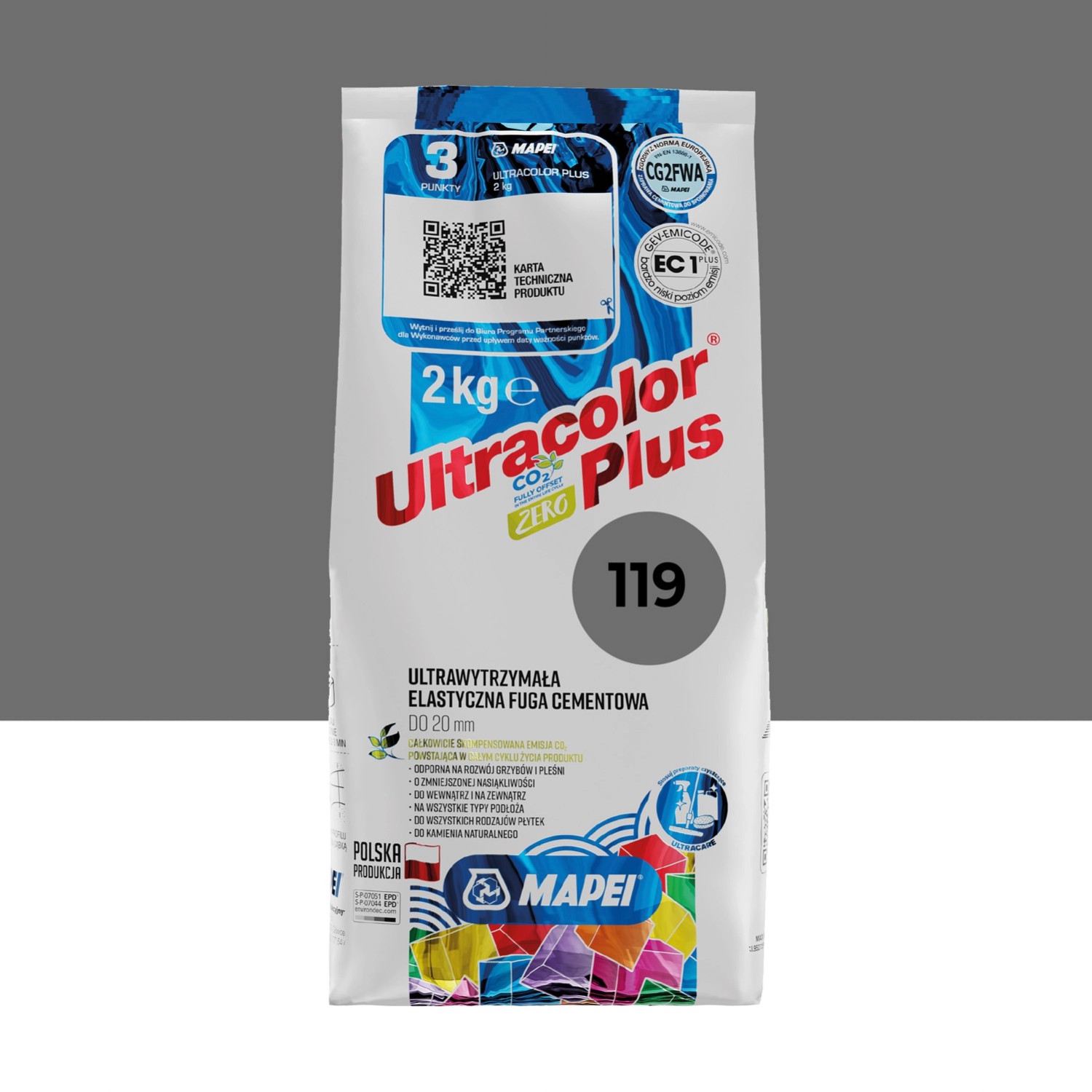 Фото - Герметик / рідкі цвяхи Mapei Fuga elastyczna Ultra Color 119 londyński szary 2 kg 