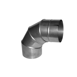 Metalowe kolanko do akcesoriów kominkowych, kąt 90 stopni.