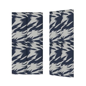 Panele ścienne t.b.t. z abstrakcyjnym wzorem w kolorze granatowym i szarym.