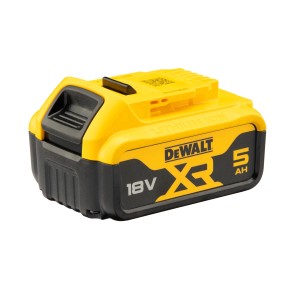 Żółty akumulator DeWalt XR 18V 5Ah do elektronarzędzi.