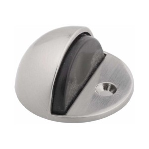 Półokrągły odbojnik do drzwi ze stali nierdzewnej z czarnym gumowym amortyzatorem.