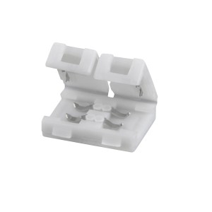 t.b.t. do taśm LED, biały plastikowy uchwyt z metalowymi stykami.