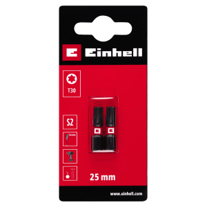 Zestaw bitów udarowych Einhell, 2-częściowy, T30, 25 mm, do wkrętaków i wkrętarek akumulatorowych.