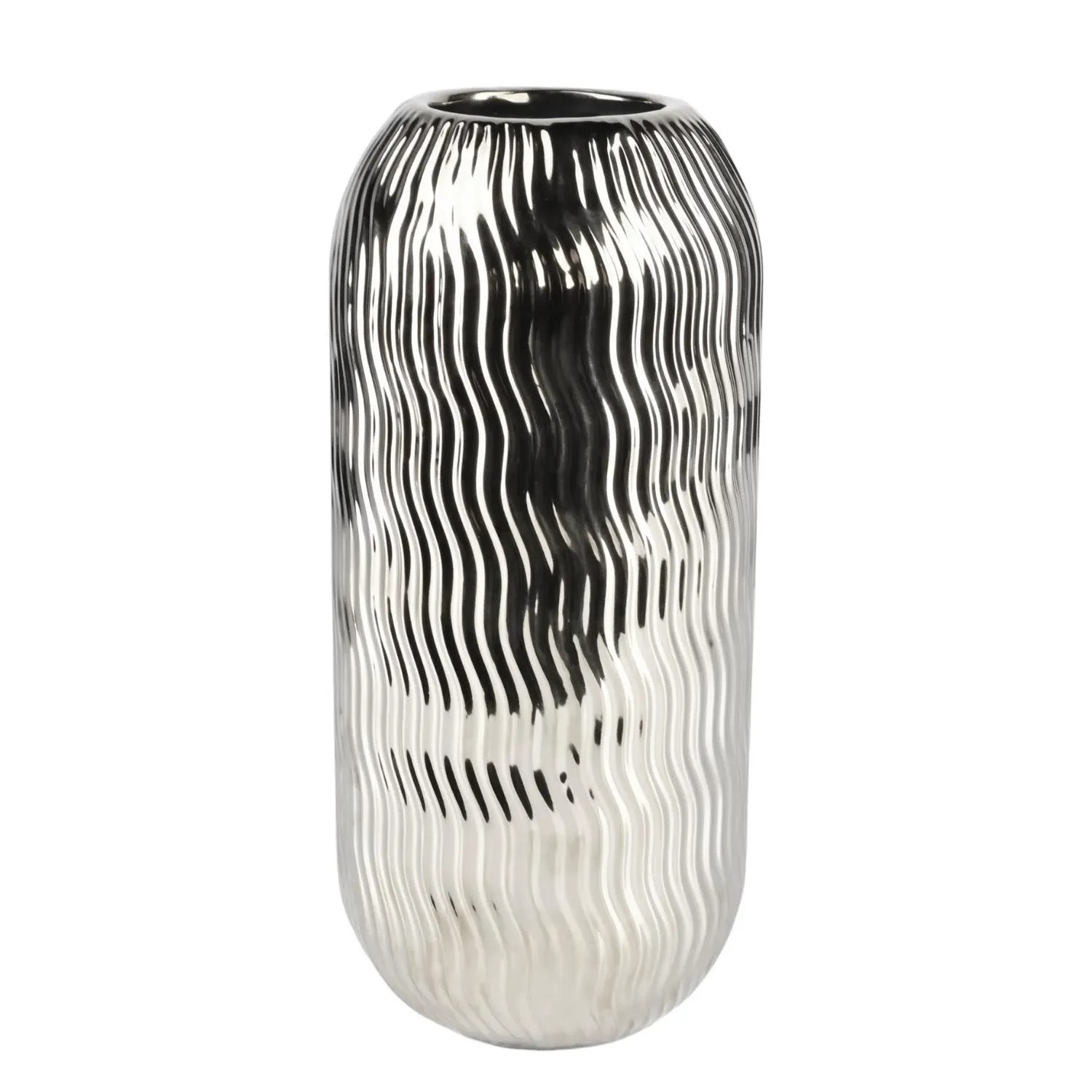 Wazon ceramiczny Lobo srebrny - 13 x 13 x 28 cm