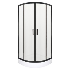 Kabina półokrągła Soho czarna ryflowana 6mm 205x80x80