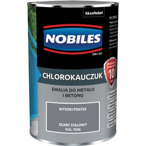 Puszka farby Nobiles Chlorokauczuk, szary stalowy RAL 7046, do metalu i betonu.