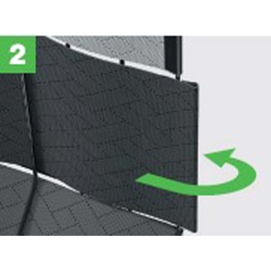 Zbliżenie maty ogrodzeniowej t.b.t. z mechanizmem obrotowym.