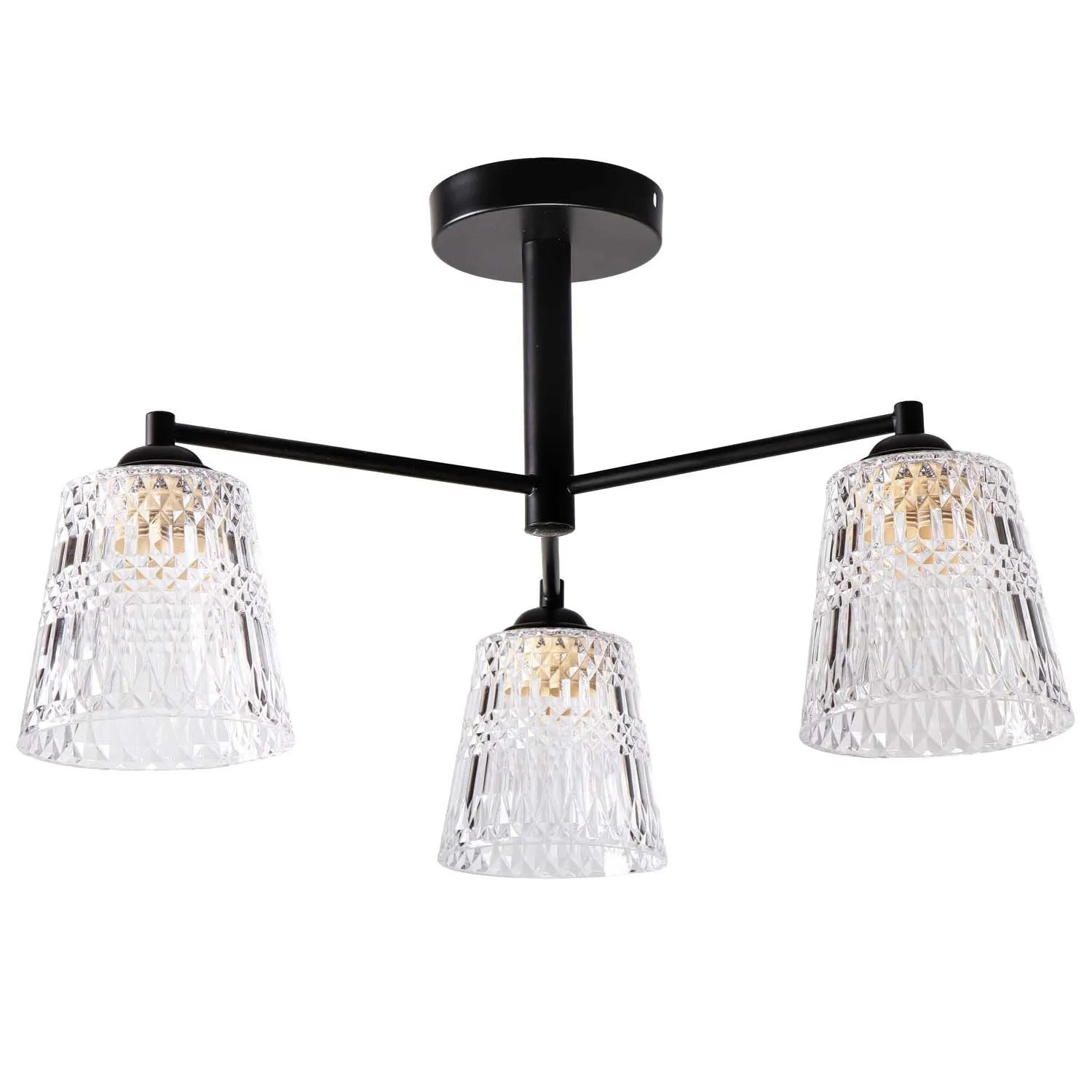 Candellux Lampa wisząca KAIR czarna 3xE27 40W klosz bezbarwny