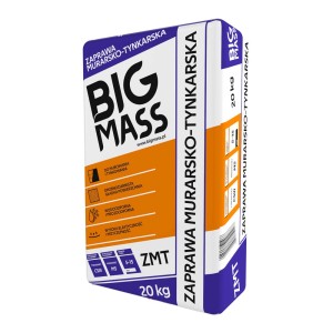 Zaprawa murarska i tynkarska Big Mass, worek 20 kg. Uniwersalna sucha mieszanka.