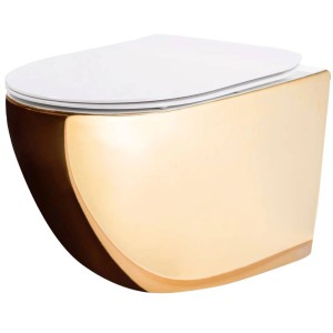 t.b.t. Miska wisząca WC w kolorze złotym z białą deską.