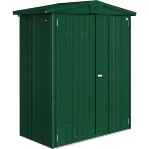 Biohort metalowy domek narzędziowy Europa, ciemnozielony, 1,3 m², z podwójnymi drzwiami. Idealny do przechowywania w ogrodzie.