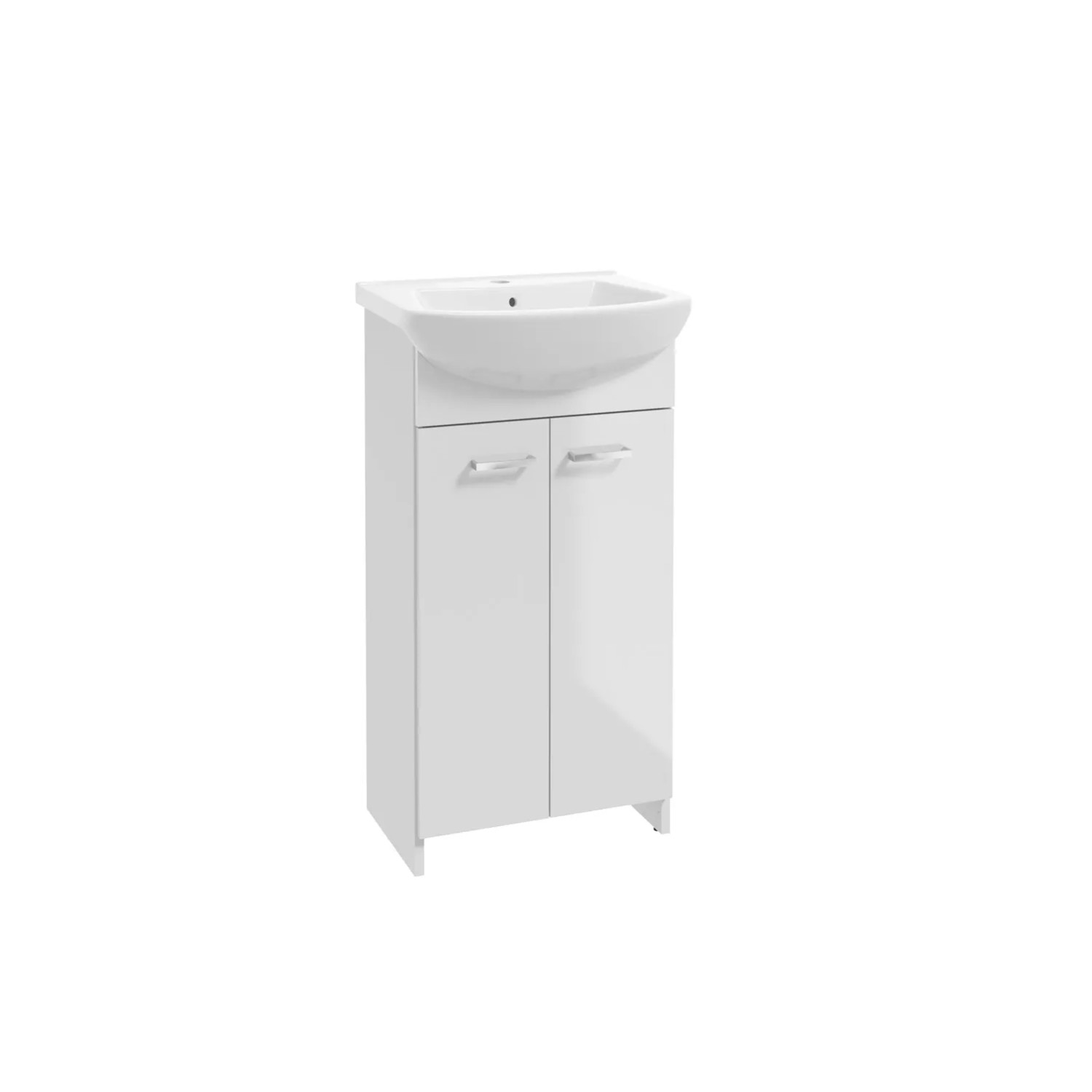 Biała umywalka t.b.t. z szafką z OBI online shop.