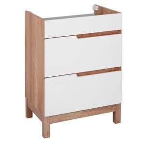 t.b.t. szafka pod umywalkę z 3 szufladami, wygląd drewna/biała, część zestawu mebli łazienkowych.