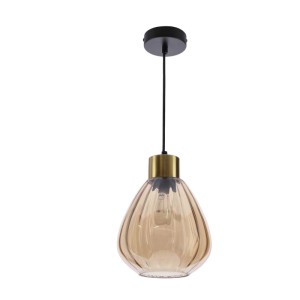 Candellux Lampa wisząca MONTE czarna 1xE27 40W klosz bursztynowy