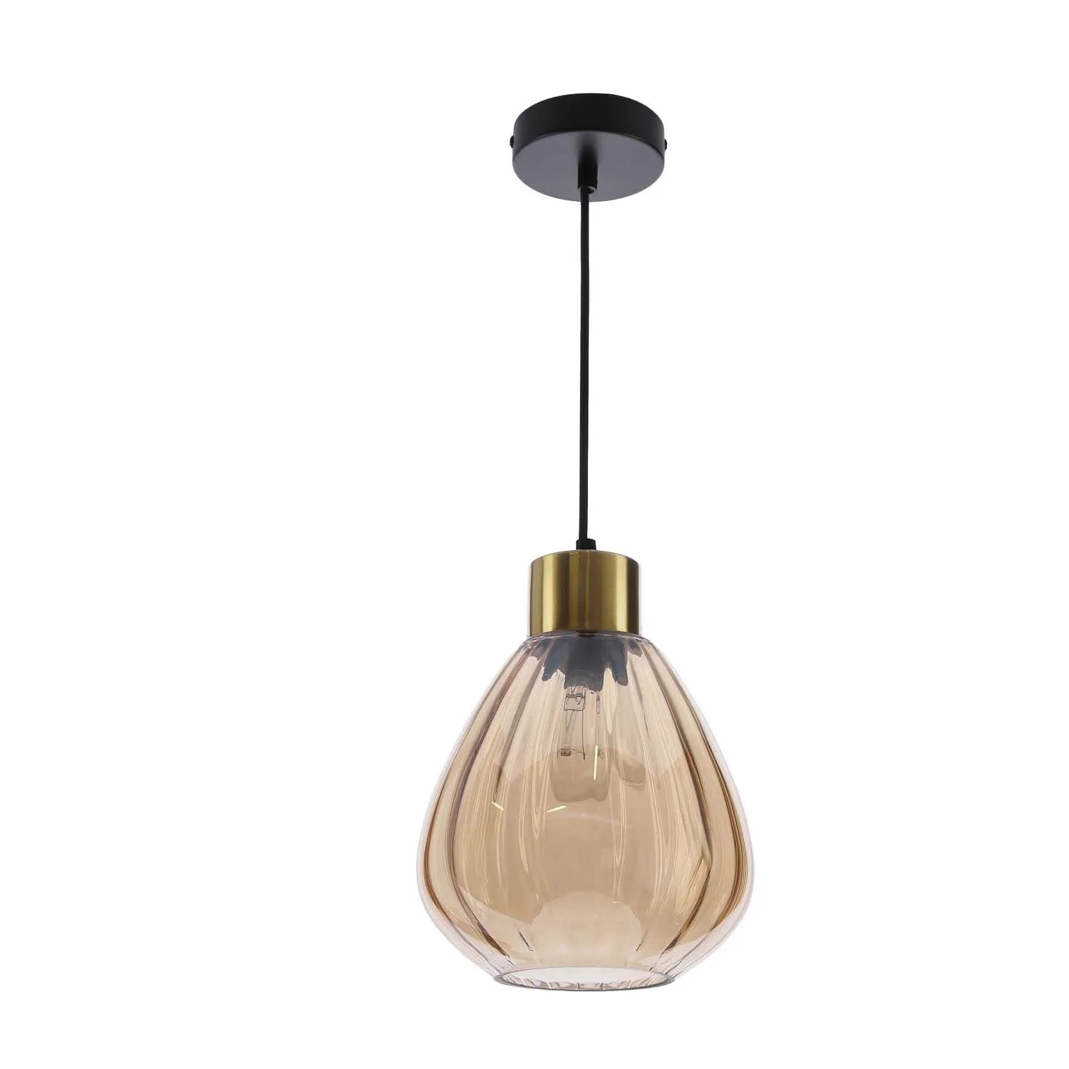 Candellux Lampa wisząca MONTE czarna 1xE27 40W klosz bursztynowy