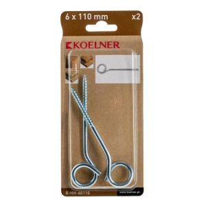 Haki wkręcane Koelner 6x110mm, 2 szt., haki ścienne do lekkich mocowań.