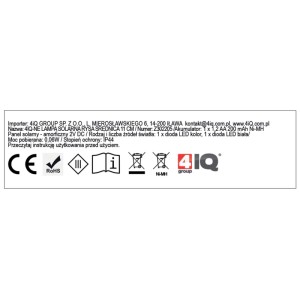 4iQ Lampa solarna RYSA 1xLED RGB o śr. 11 cm wys. 45 cm srebrna