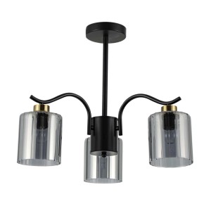 Candellux Lampa wisząca VISTO czarna 3xE27 40W klosz dymiony