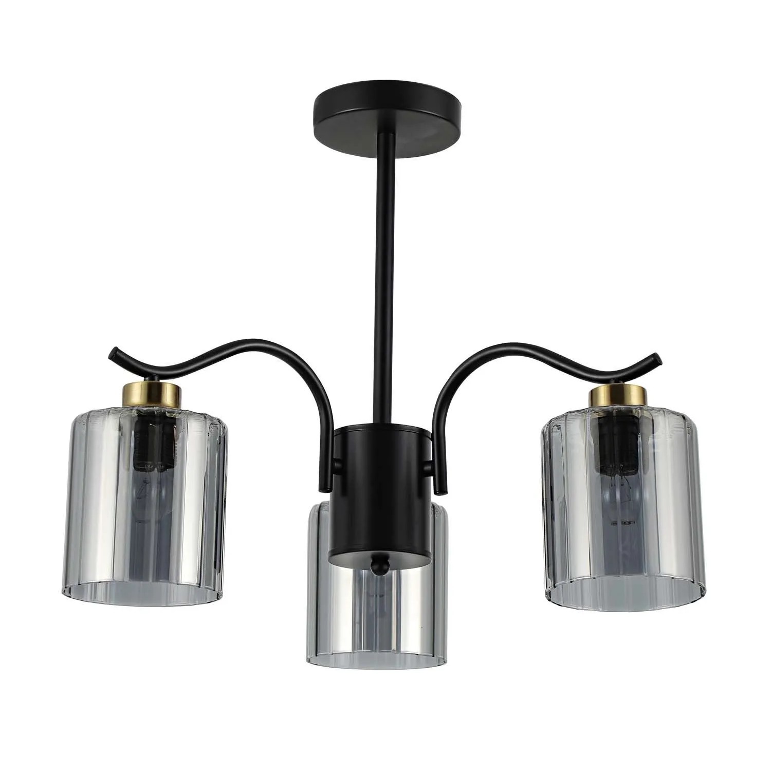 Candellux Lampa wisząca VISTO czarna 3xE27 40W klosz dymiony