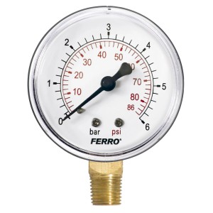 Manometr do instalacji grzewczych t.b.t. ze wskazaniem w barach i psi.