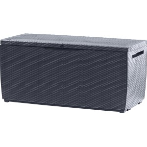 Keter Capri pojemnik do przechowywania 305 l w stylu rattan, idealny do ogrodu i na taras.