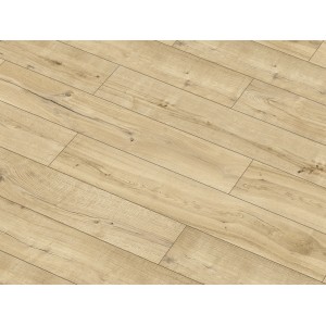 Jasne panele podłogowe laminowane t.b.t. z efektem drewna.