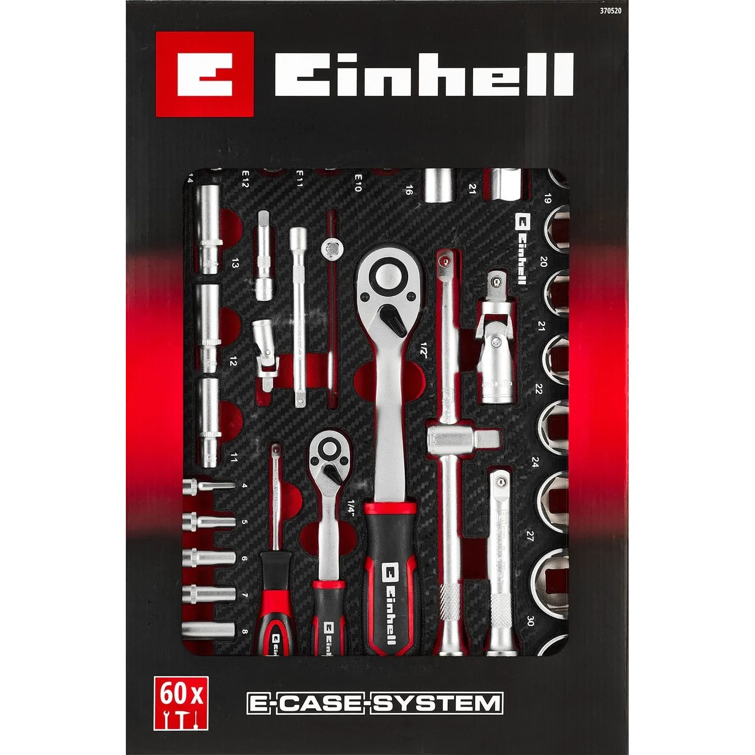 Einhell Wkład piankowy z zestawem kluczy nasadowych do walizki E-CASE - 60 cz.