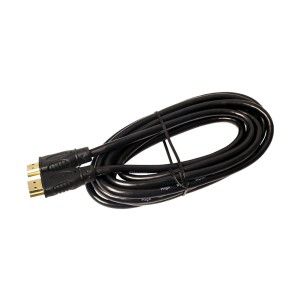 Czarny kabel t.b.t. do audio i wideo ze złączami HDMI.
