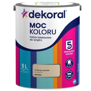 Farba do ścian Dekoral, kolor Gorący Piasek, pojemność 5L.