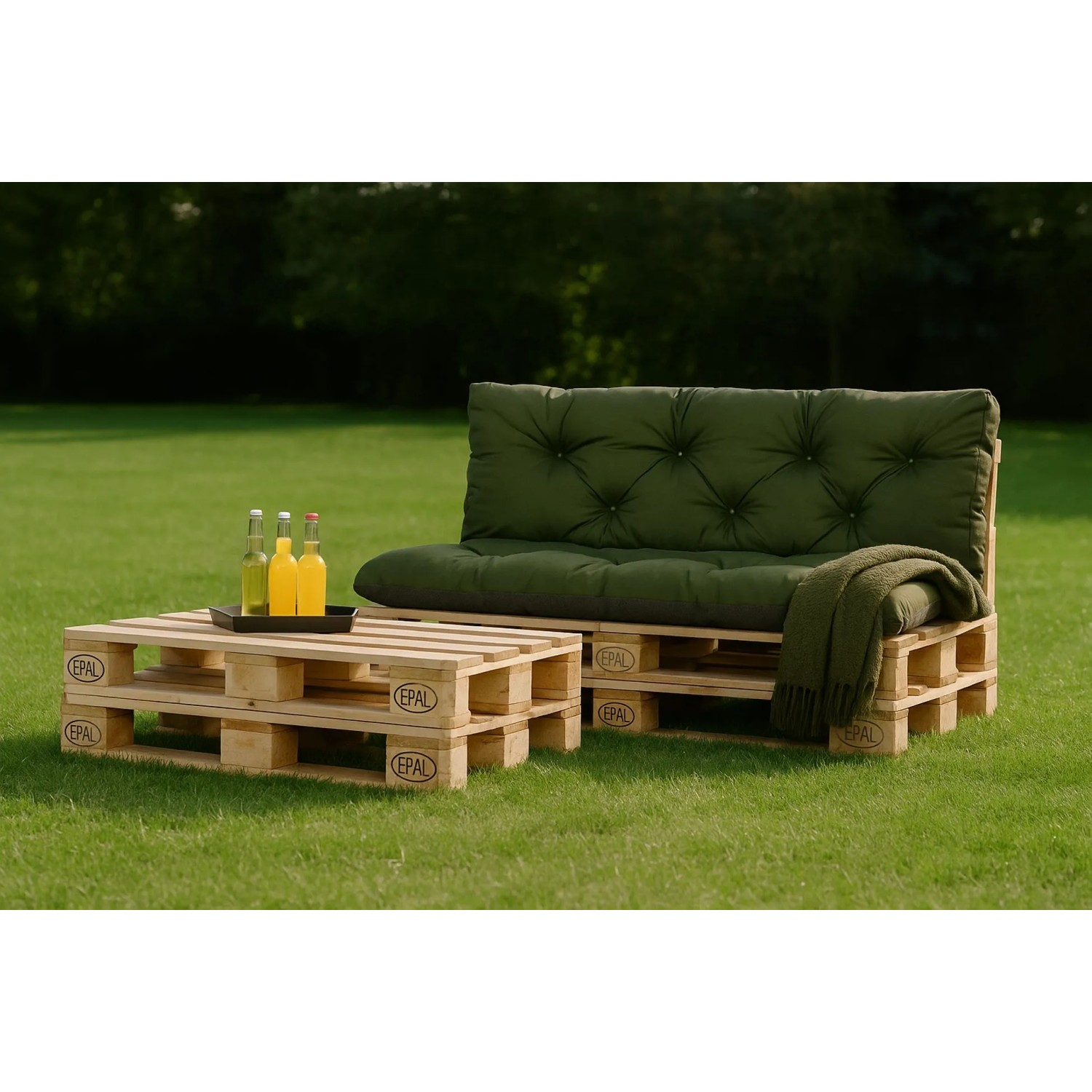 Setgarden Enkel Poduszka na palety 120x60 + 120x40 cm Zielona_4