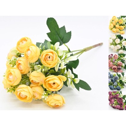 Róża sztuczna Bukiet sztuczny 5 gałązek, mix kolorów - dł. 30 cm