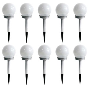 4iQ Zestaw 10 lamp solarnych LED RGB AURA srebrnych śr. 10 cm