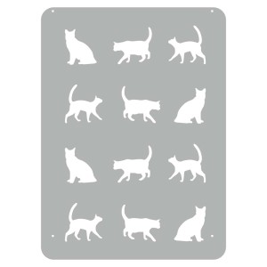 Szary szablon ścienny z motywami kotów do kreatywnej dekoracji ścian.