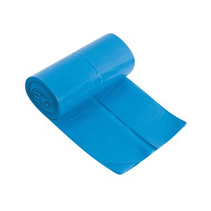 Rolka niebieskich worków na śmieci LDPE, 120 litrów, 10 sztuk do utylizacji odpadów.