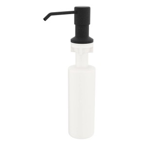 Dozownik do mydła do zlewu, czarno-biały, do wyposażenia kuchni.