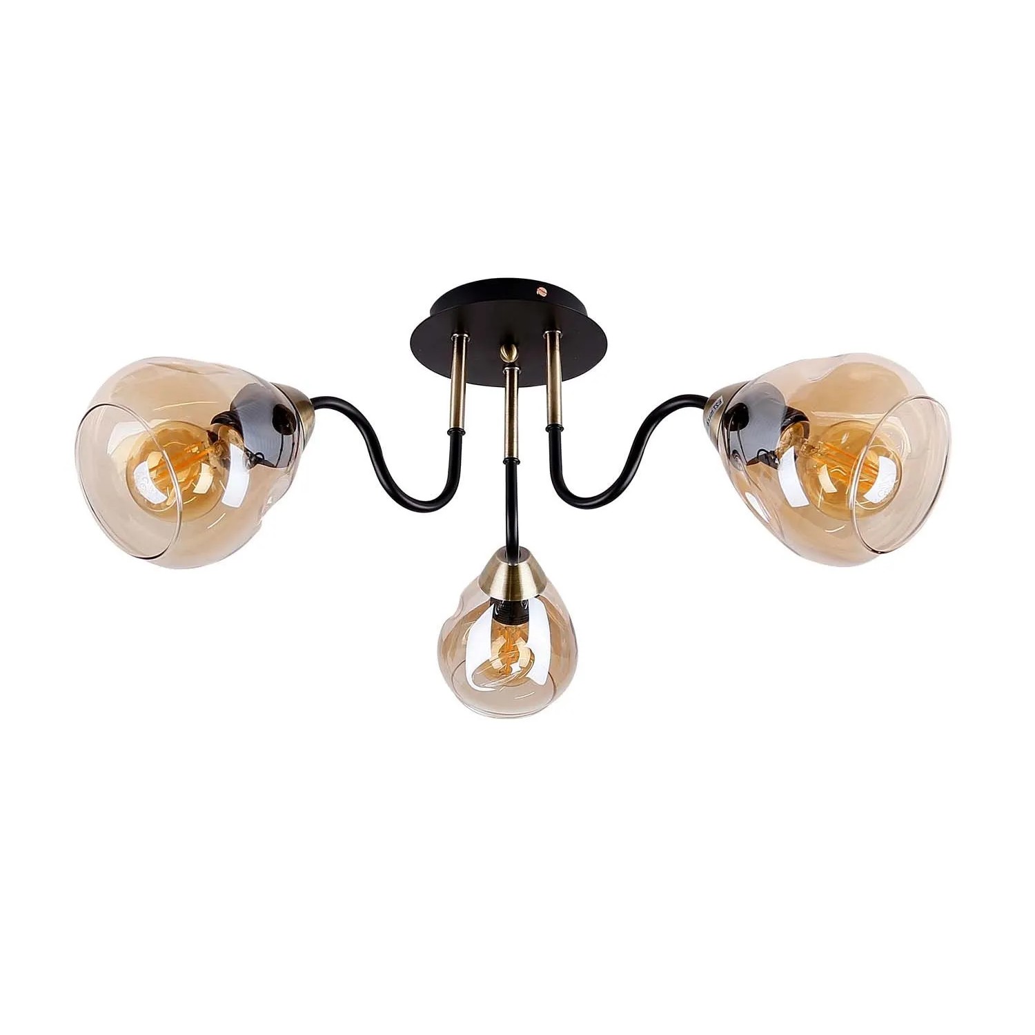Candellux Lampa sufitowa UNICA czarno-złota 3xE27 40W klosz dymiony