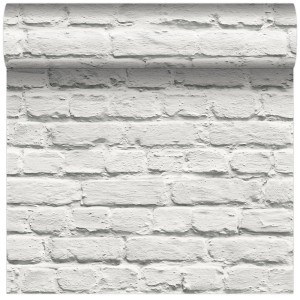 Biała tapeta z efektem cegły, szczegółowa ściana z cegieł do wnętrz.