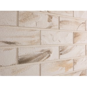 Okładzina Elabrick Sevilla, 7,1x24 cm, w odcieniach bieli i beżu, do użytku wewnętrznego i zewnętrznego.