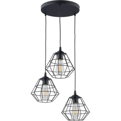 TK Lighting Lampa wisząca DIAMOND NEW koło czarna 3xE27
