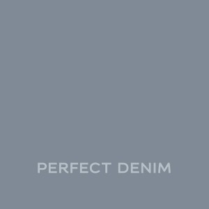 Próbka koloru "Perfect Denim" z farb do ścian t.b.t. Szaro-niebieska farba do ścian.