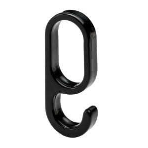 Czarny haczyk meblowy do mocowania, akcesorium meblowe.