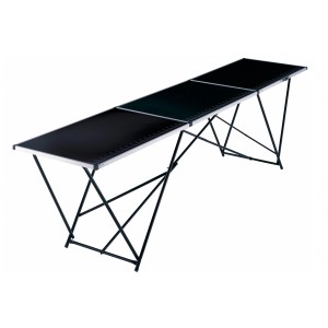 Stół wielofunkcyjny LUX z czarnym blatem i stalową ramą, idealny jako stół do tapetowania.