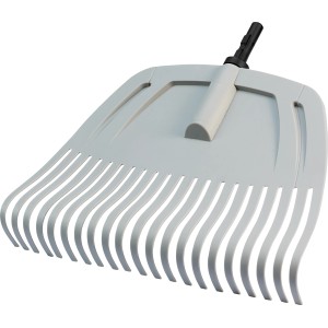 Szare grabie do liści do porządkowania ogrodu.